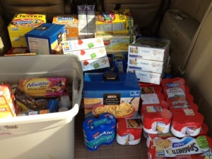 Delivering the donations from Drew's party and what we bought at Sam's to the Perrysburg Christians United Food Pantry